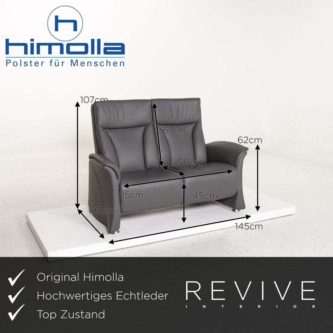 Himolla Leder Sofa Grau Zweisitzer Raelaxfunktion Heimkinosofa Couch #13370