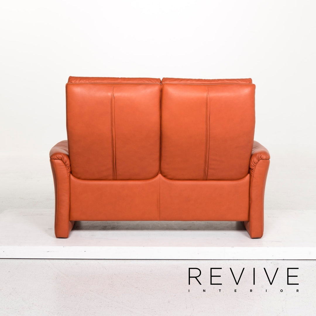 Himolla Leder Sofa Orange Terrakotta Zweisitzer Relaxfunktion Funktion Couch #12887