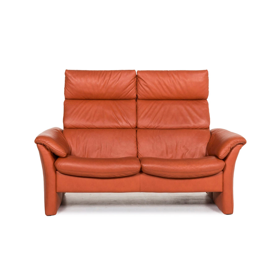 Himolla Leder Sofa Orange Terrakotta Zweisitzer Relaxfunktion Funktion Couch #12887