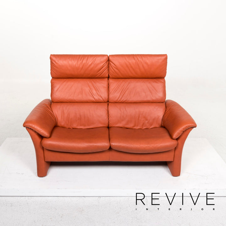 Himolla leather sofa orange terracotta two-seater relax function couch #12887