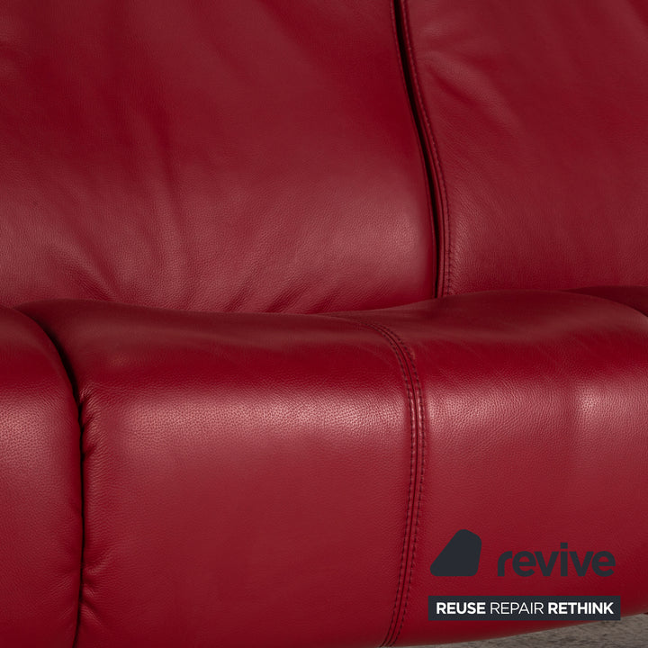 Himolla Leder Sofa Rot Dreisitzer Couch