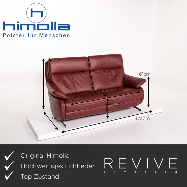 Himolla Leder Sofa Rot Dunkelrot Zweisitzer Couch #14356