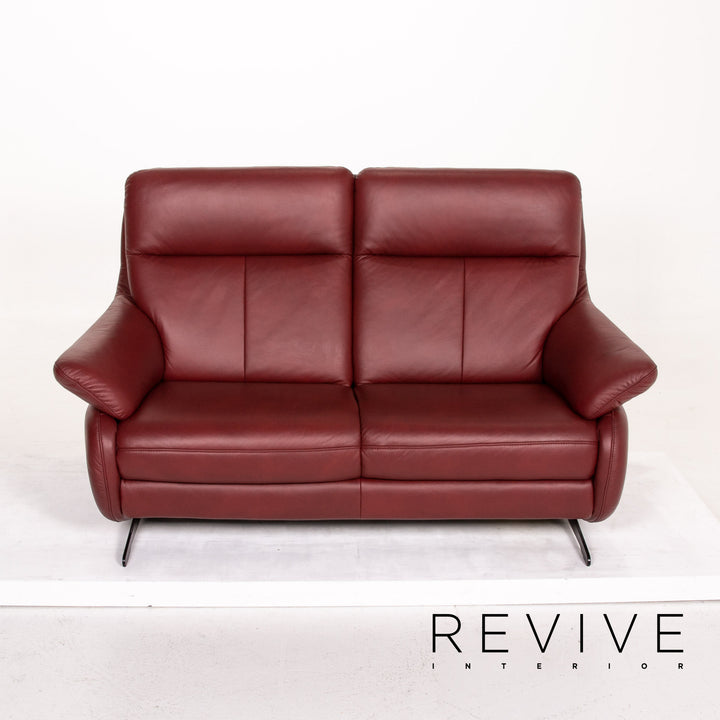Himolla Leder Sofa Rot Dunkelrot Zweisitzer Couch #14356