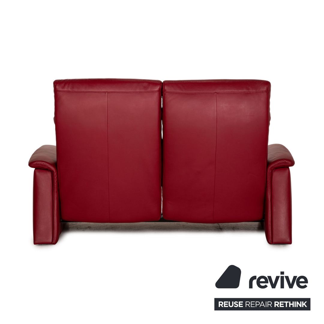 Himolla leather sofa red two-seater couch function relax function