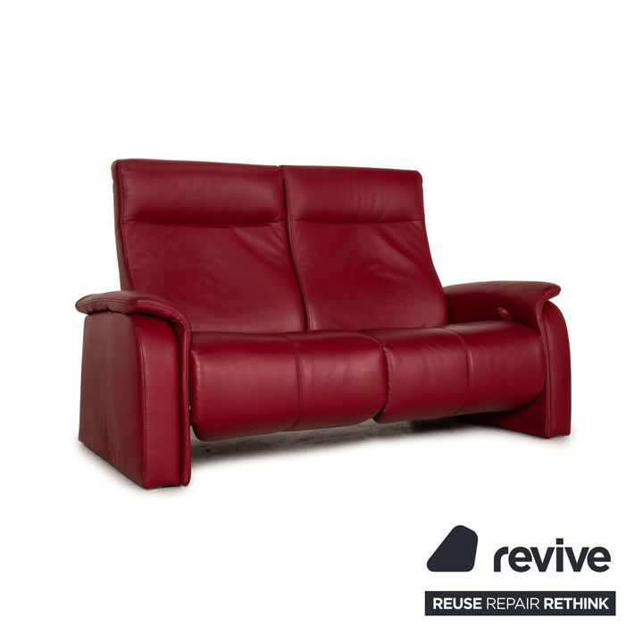 Himolla Leder Sofa Rot Zweisitzer Couch Funktion Relaxfunktion