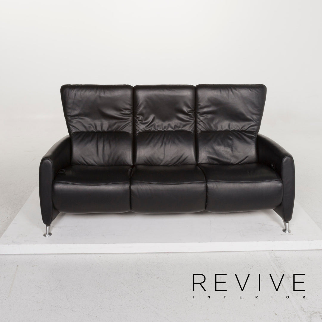 Himolla Leather Sofa Black Three Seater #12900