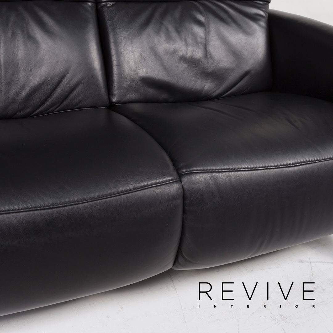 Himolla Leather Sofa Black Three Seater #12900
