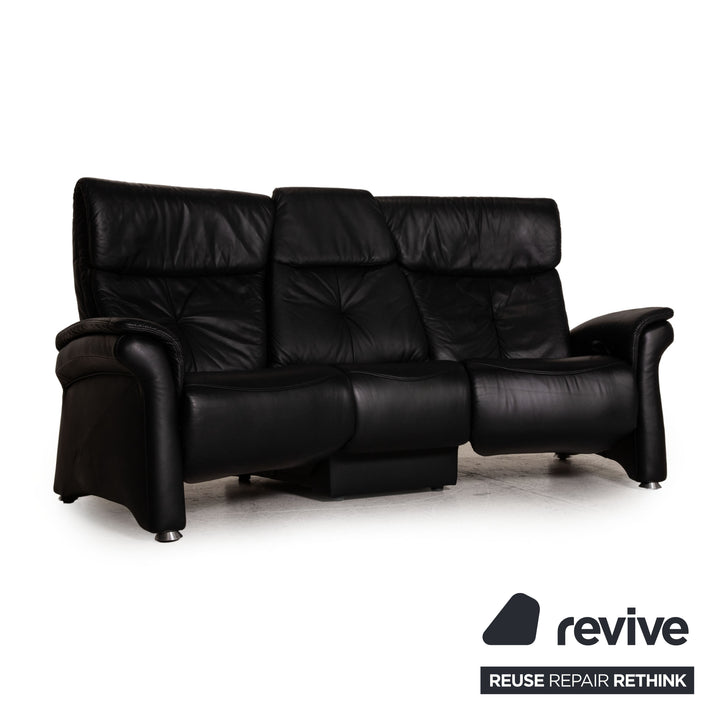 Himolla leather sofa black three-seater couch function relaxation function