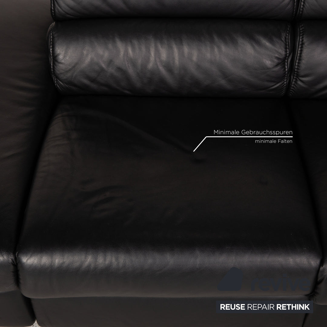 Himolla Leder Sofa Schwarz Zweisitzer Couch Funktion