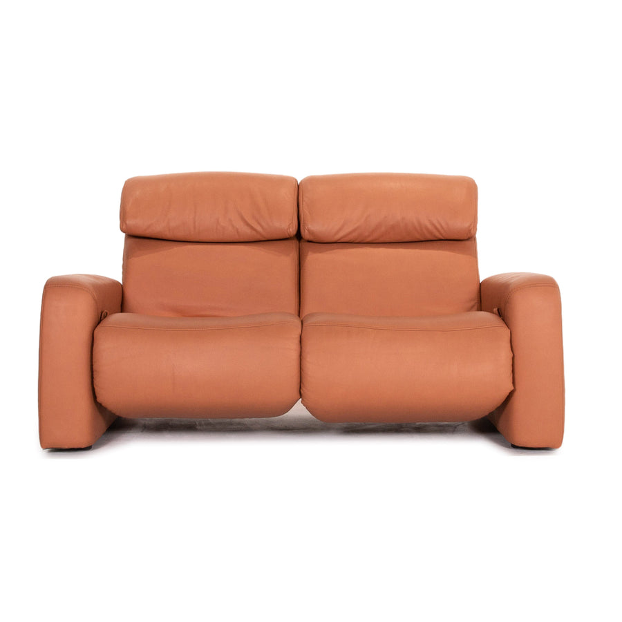 Himolla leather sofa terracotta orange two-seater function relax function couch outlet #13656