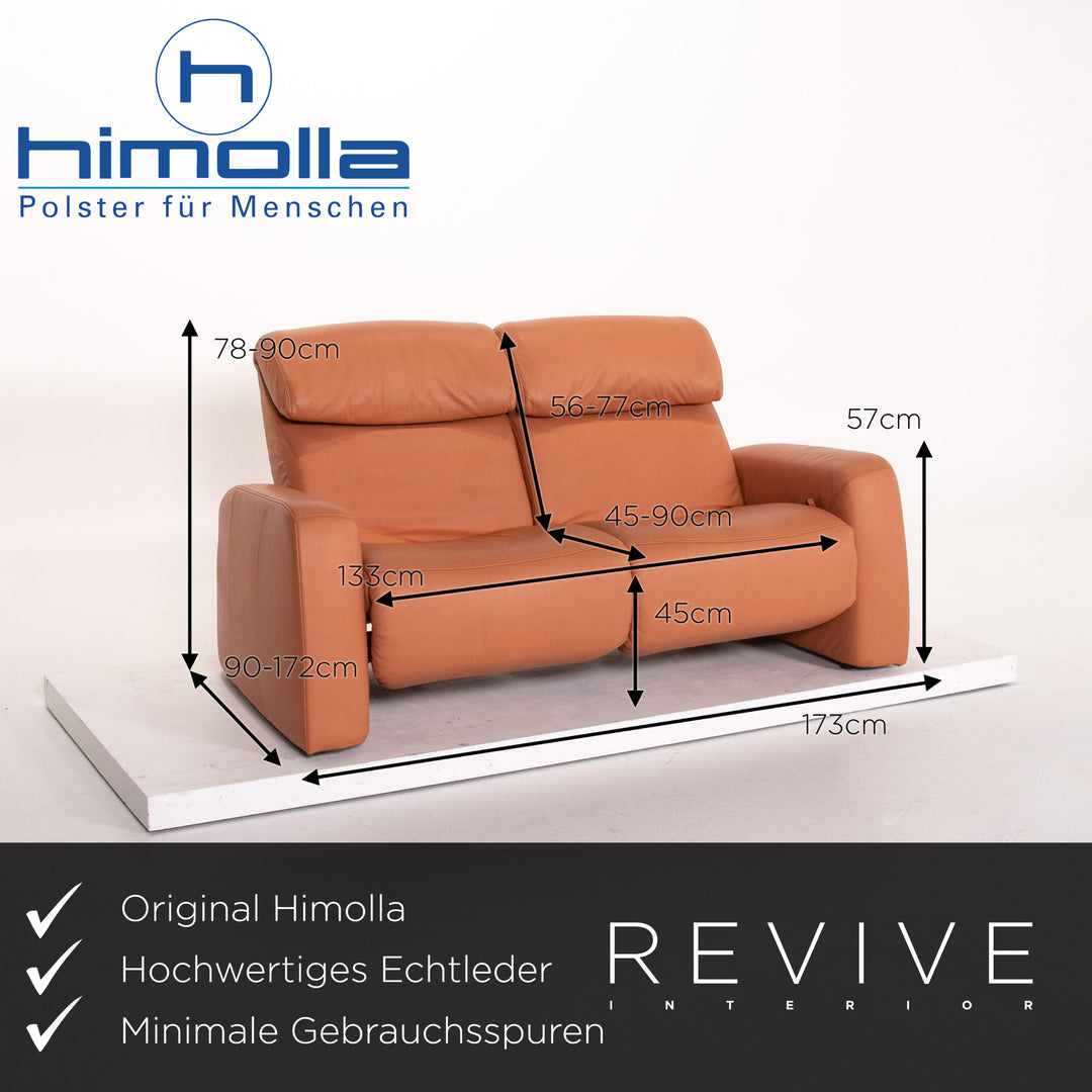 Himolla leather sofa terracotta orange two-seater function relax function couch outlet #13656