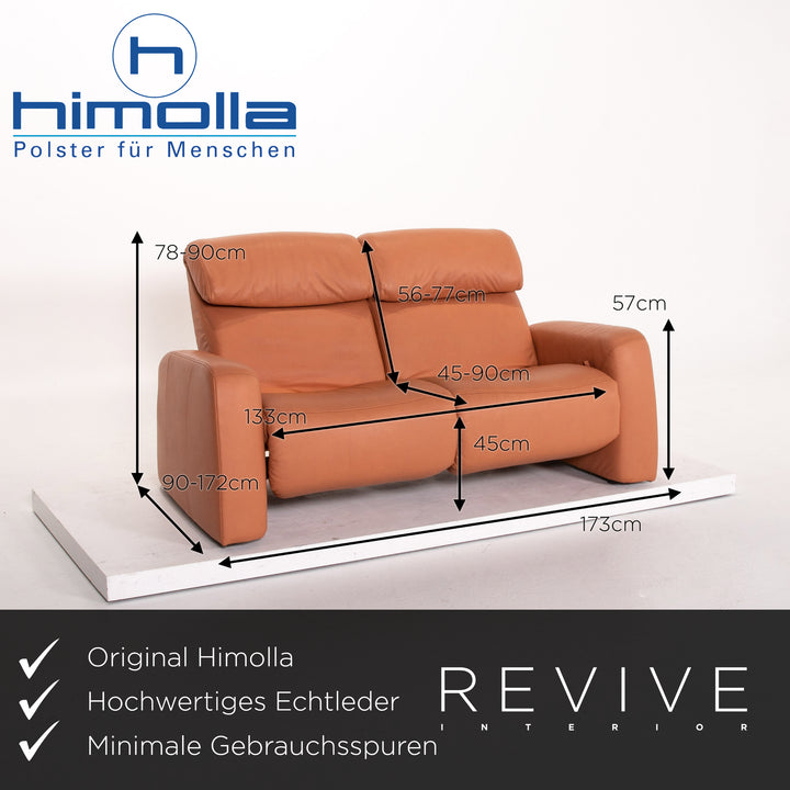 Himolla leather sofa terracotta orange two-seater function relax function couch outlet #13656