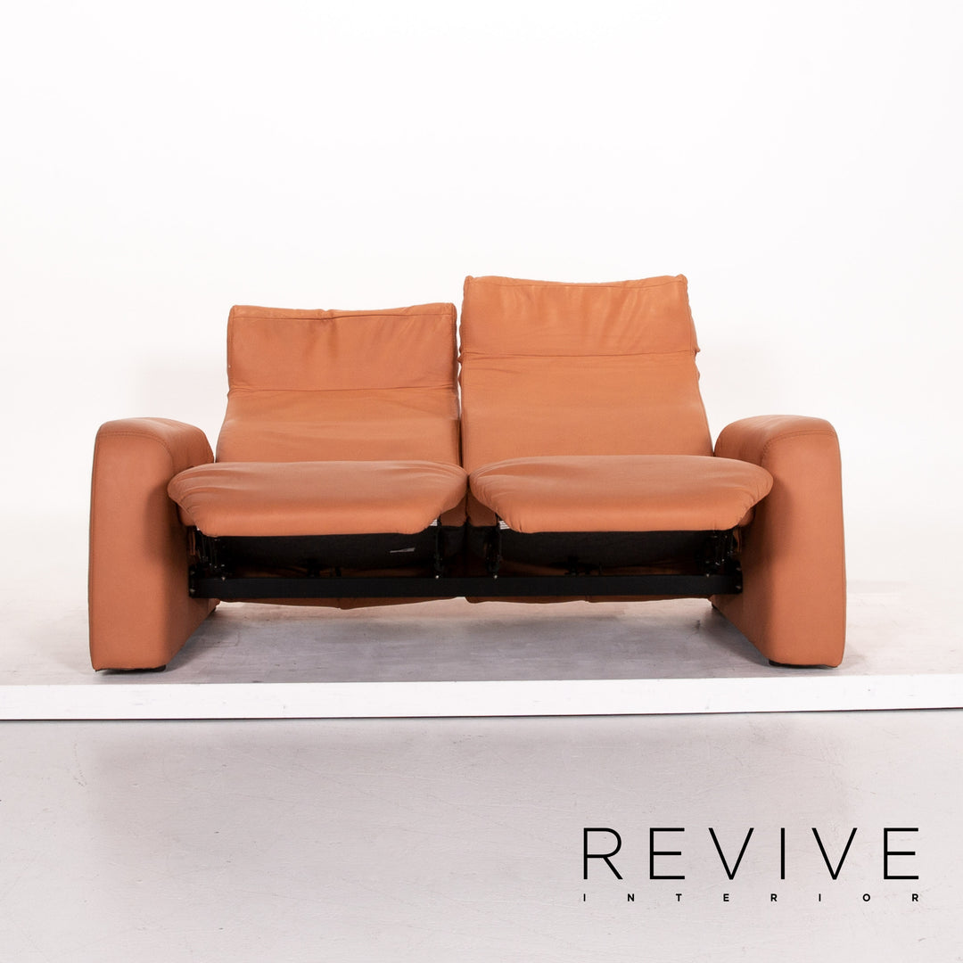 Himolla leather sofa terracotta orange two-seater function relax function couch outlet #13656