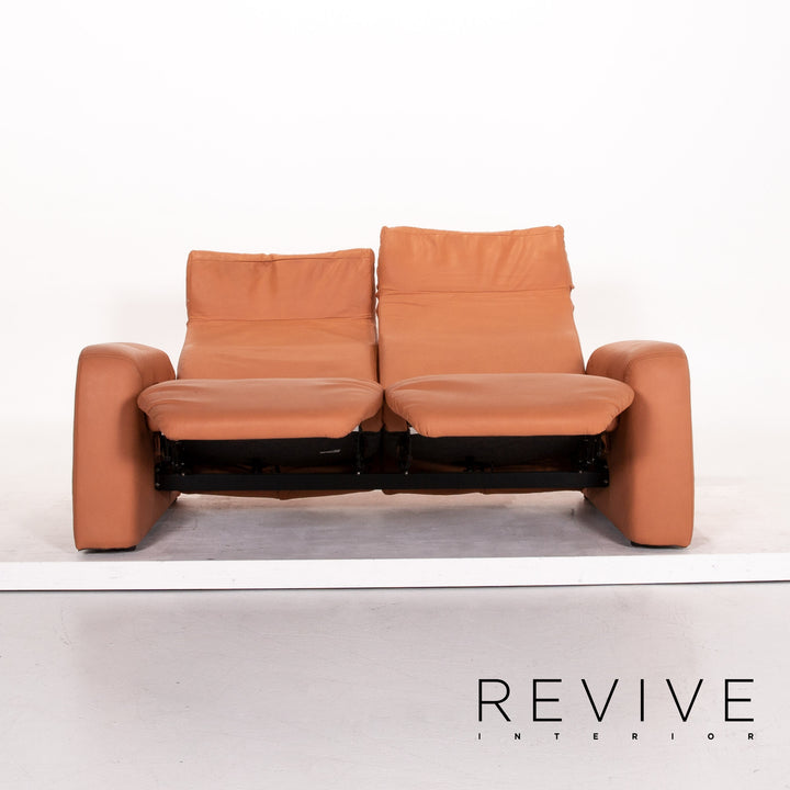 Himolla leather sofa terracotta orange two-seater function relax function couch outlet #13656