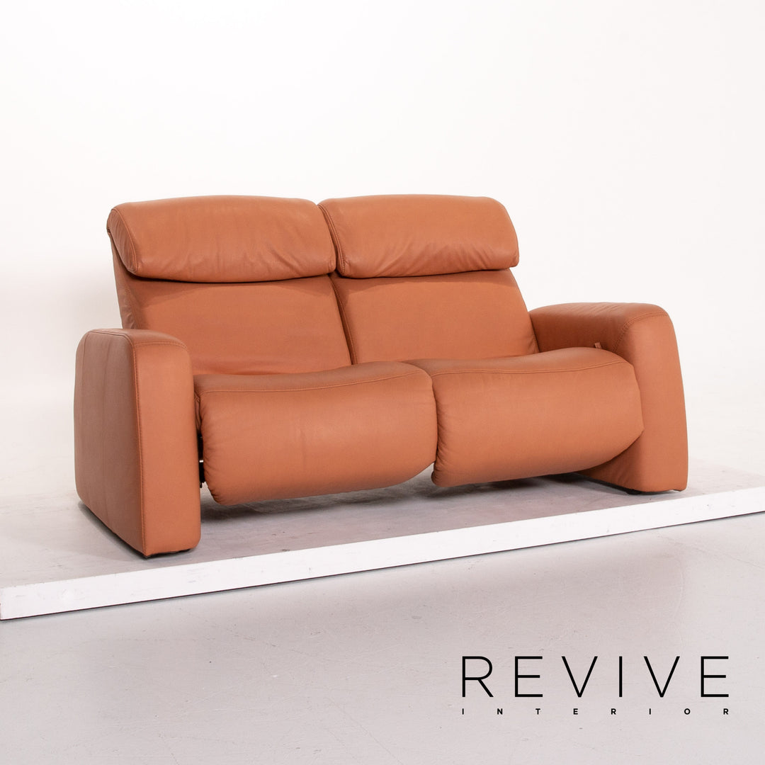 Himolla leather sofa terracotta orange two-seater function relax function couch outlet #13656