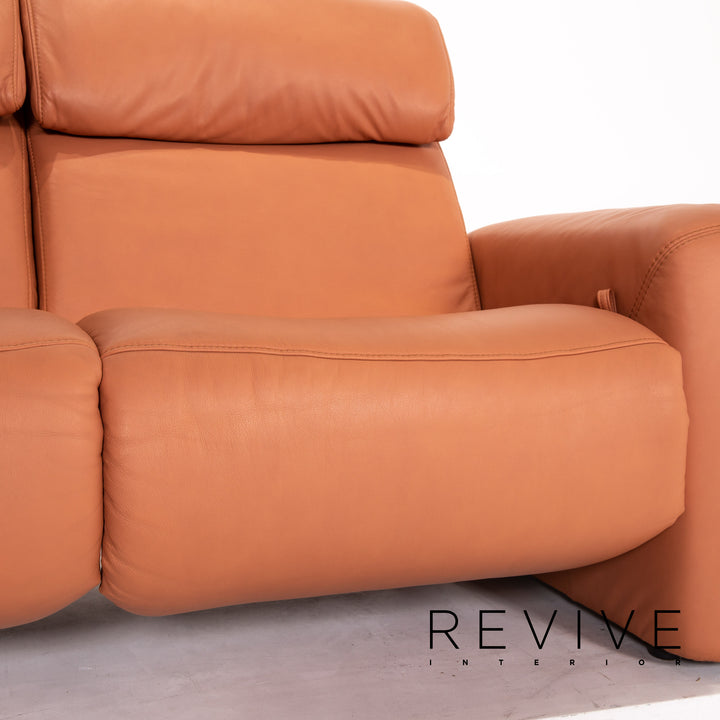 Himolla leather sofa terracotta orange two-seater function relax function couch outlet #13656