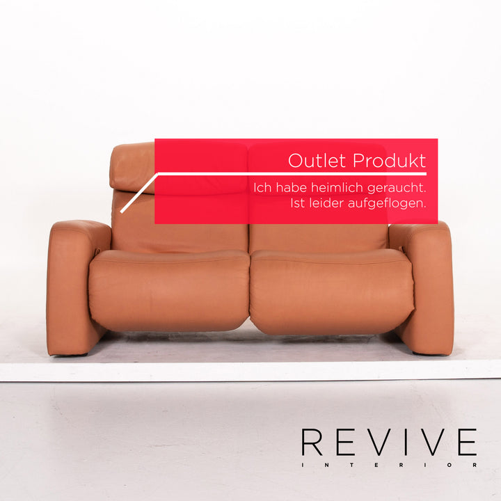 Himolla leather sofa terracotta orange two-seater function relax function couch outlet #13656