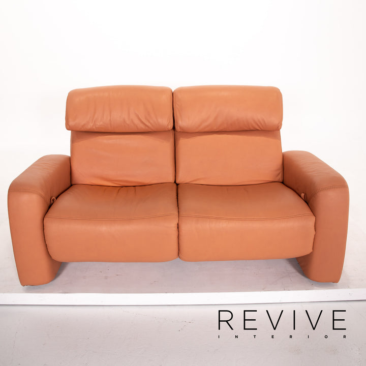 Himolla leather sofa terracotta orange two-seater function relax function couch outlet #13656