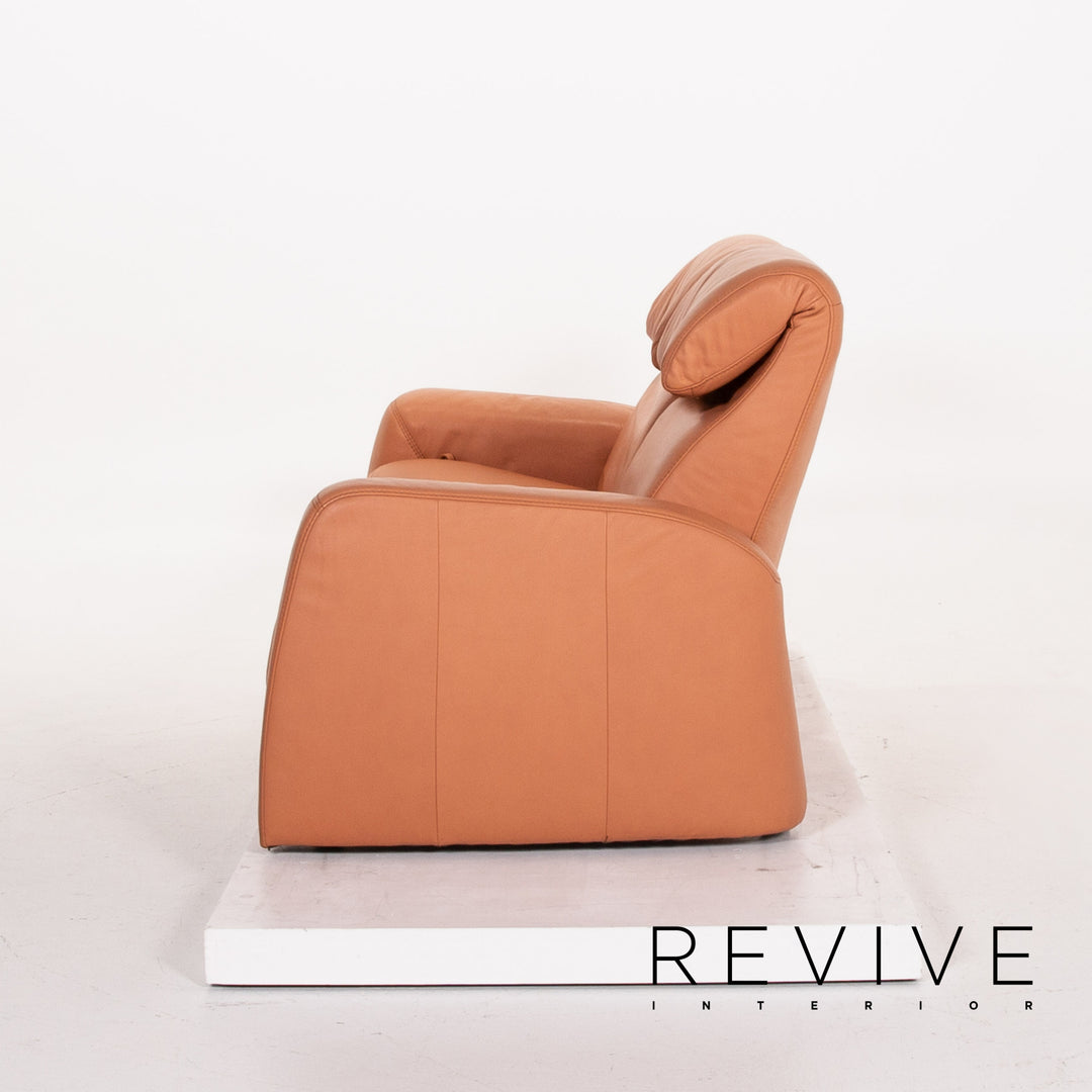 Himolla leather sofa terracotta orange two-seater function relax function couch outlet #13656