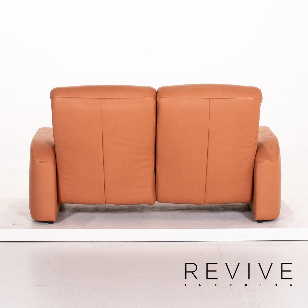 Himolla leather sofa terracotta orange two-seater function relax function couch outlet #13656