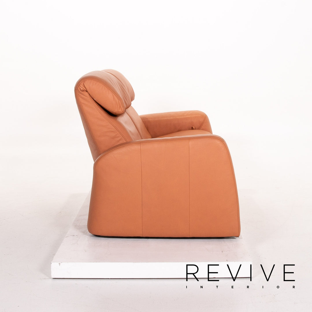 Himolla leather sofa terracotta orange two-seater function relax function couch outlet #13656