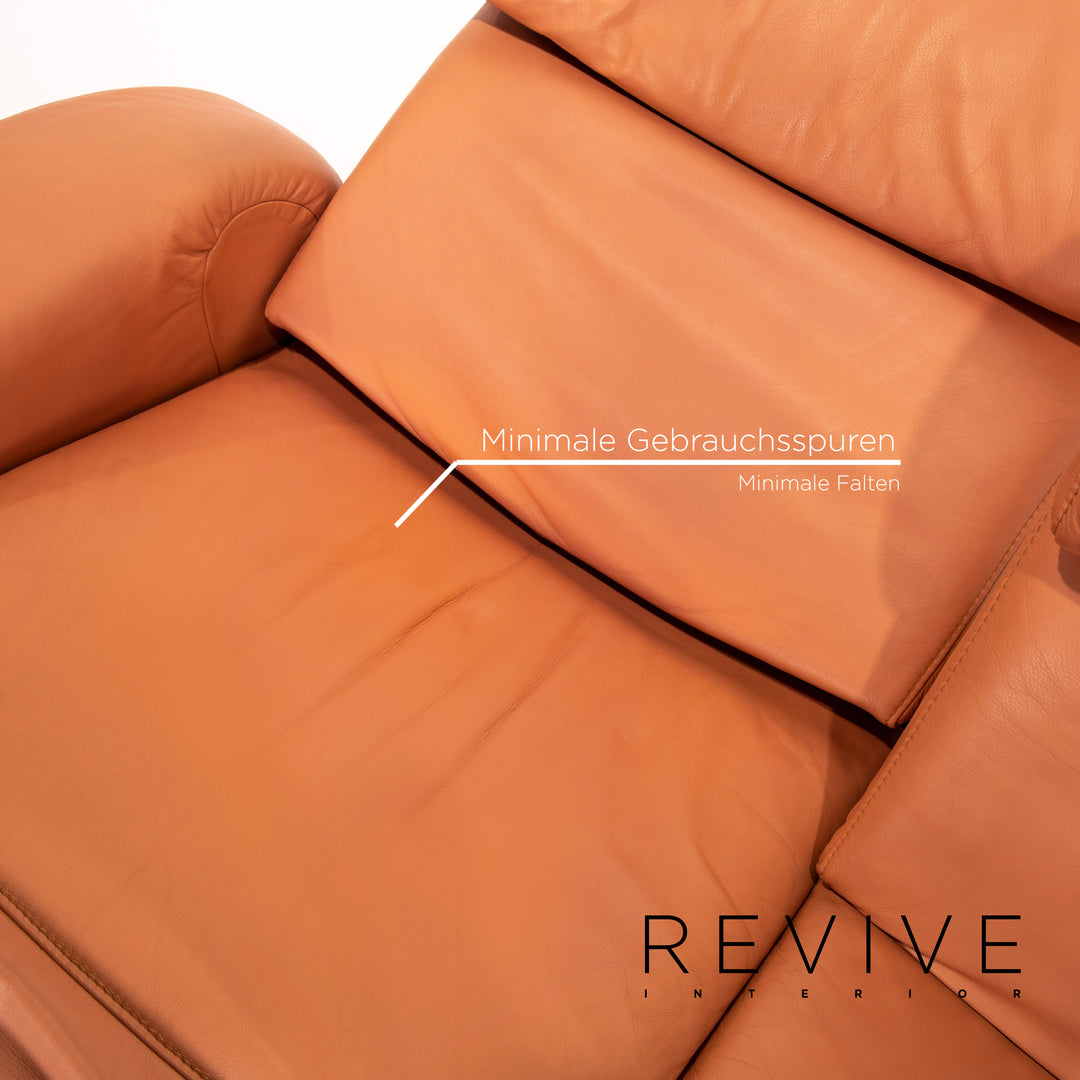 Himolla leather sofa terracotta orange two-seater function relax function couch outlet #13656