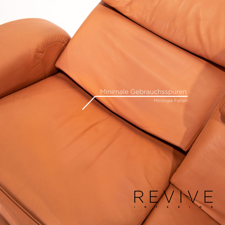 Himolla leather sofa terracotta orange two-seater function relax function couch outlet #13656