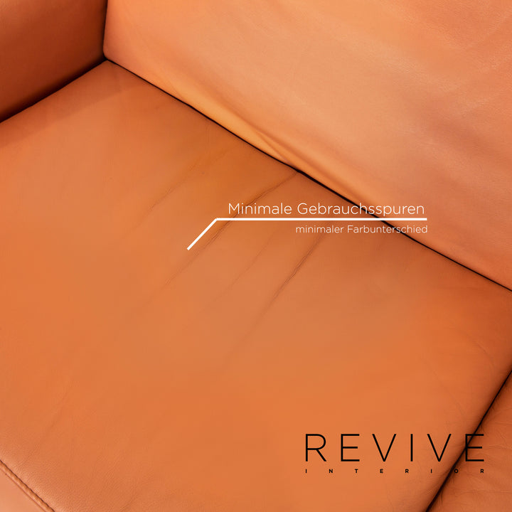 Himolla leather sofa terracotta orange two-seater function relax function couch outlet #13656