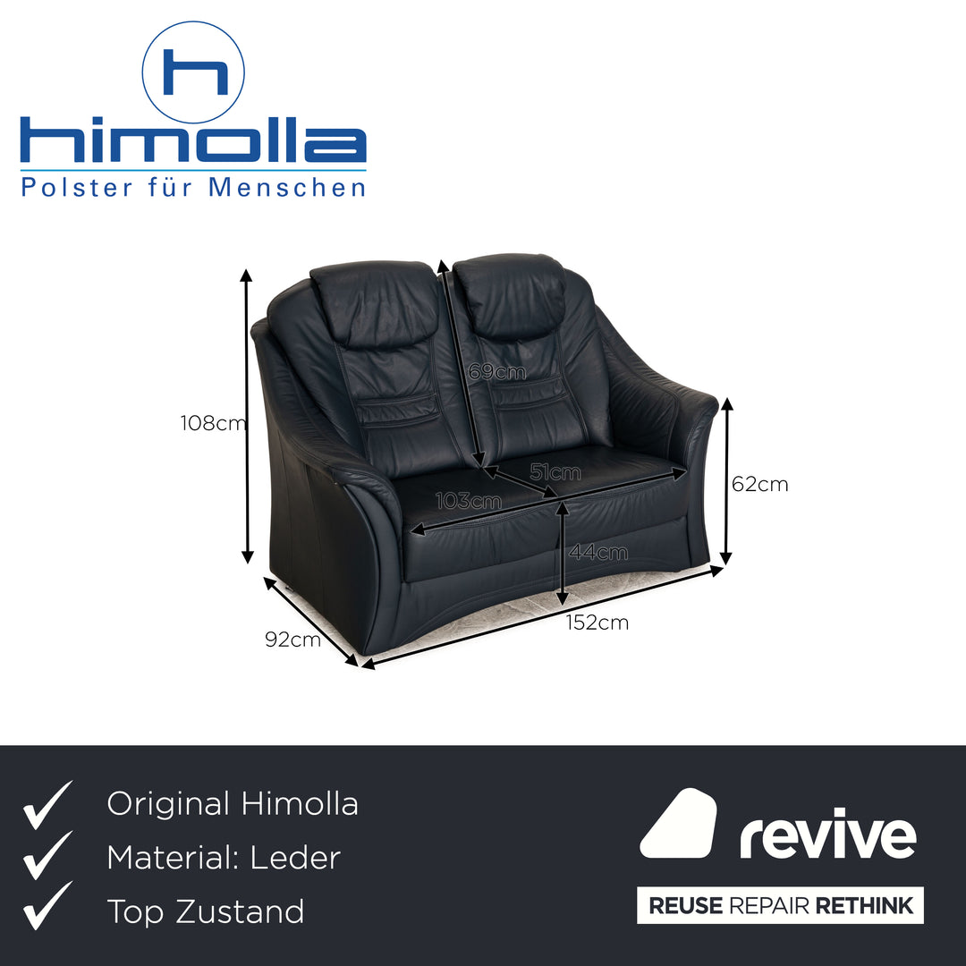 Himolla Leather Two Seater Blue Dark Blue Sofa Couch