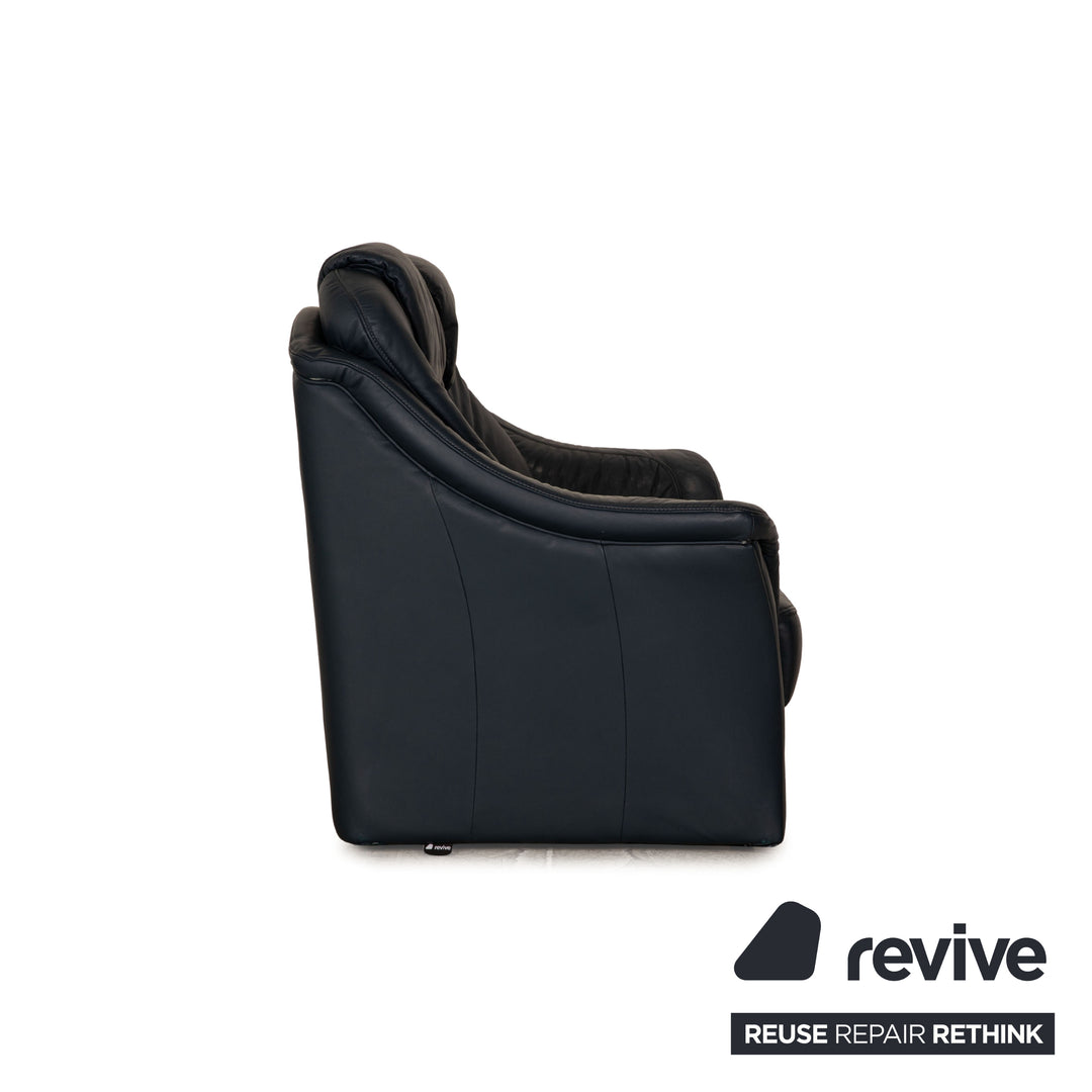 Himolla Leather Two Seater Blue Dark Blue Sofa Couch