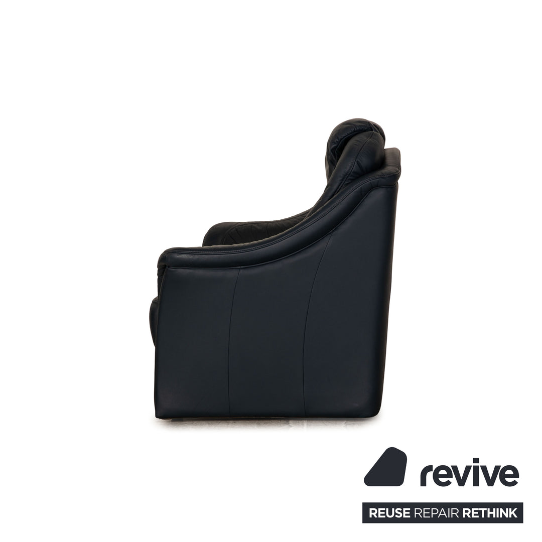 Himolla Leather Two Seater Blue Dark Blue Sofa Couch