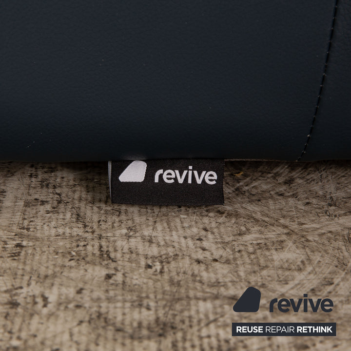 Himolla Leather Two Seater Blue Dark Blue Sofa Couch