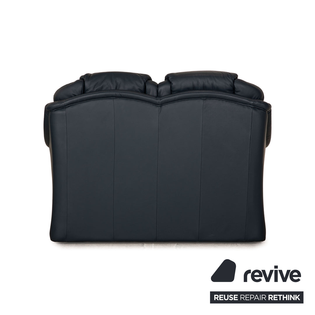 Himolla Leather Two Seater Blue Dark Blue Sofa Couch