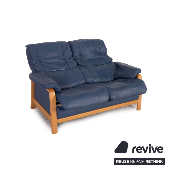 Himolla Leather Loveseat Blue Sofa Couch Function