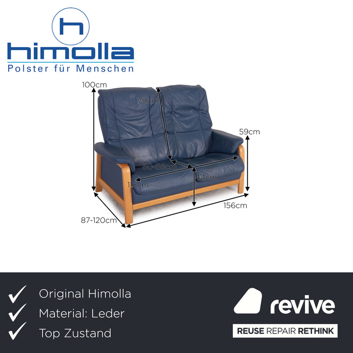 Himolla Leather Loveseat Blue Sofa Couch Function