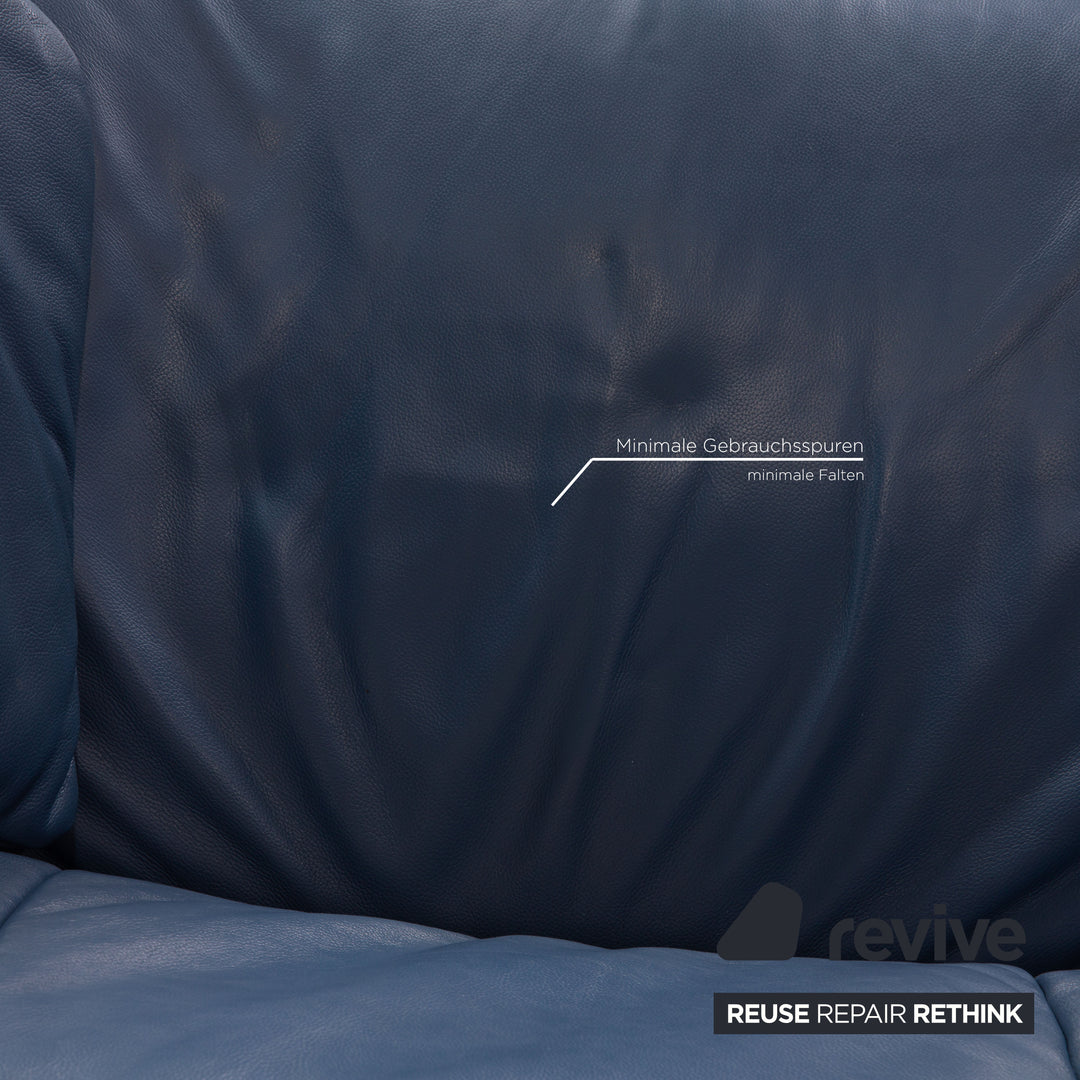 Himolla Leather Loveseat Blue Sofa Couch Function