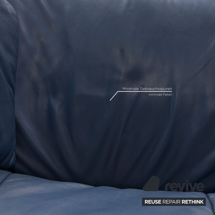 Himolla Leather Loveseat Blue Sofa Couch Function