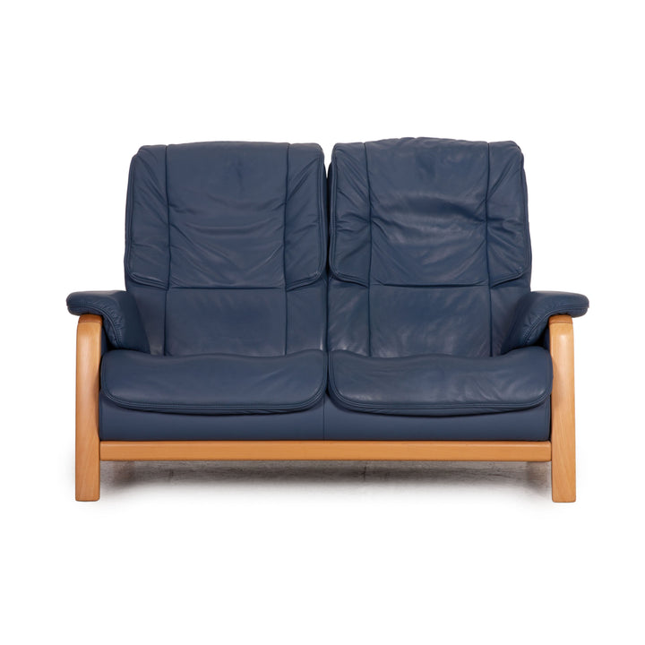 Himolla Leather Loveseat Blue Sofa Couch Function