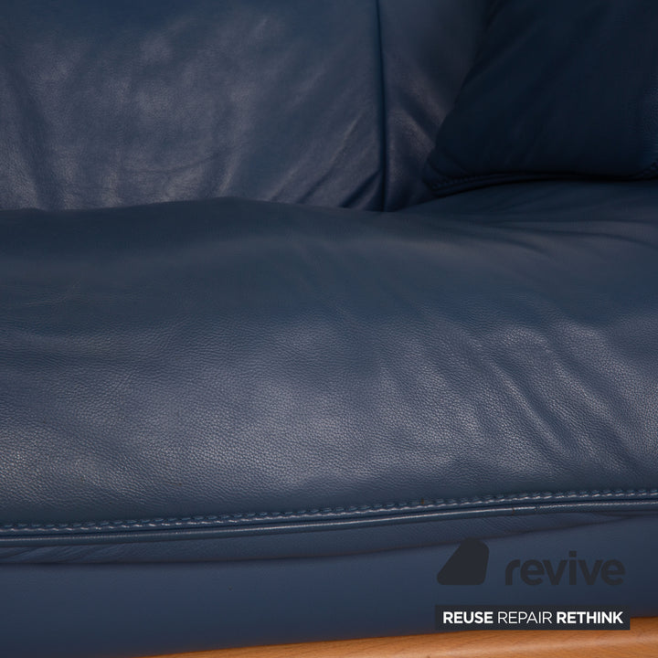 Himolla Leather Loveseat Blue Sofa Couch Function