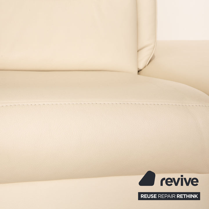 Himolla Leder Zweisitzer Creme Sofa Couch Funktion Stauraum