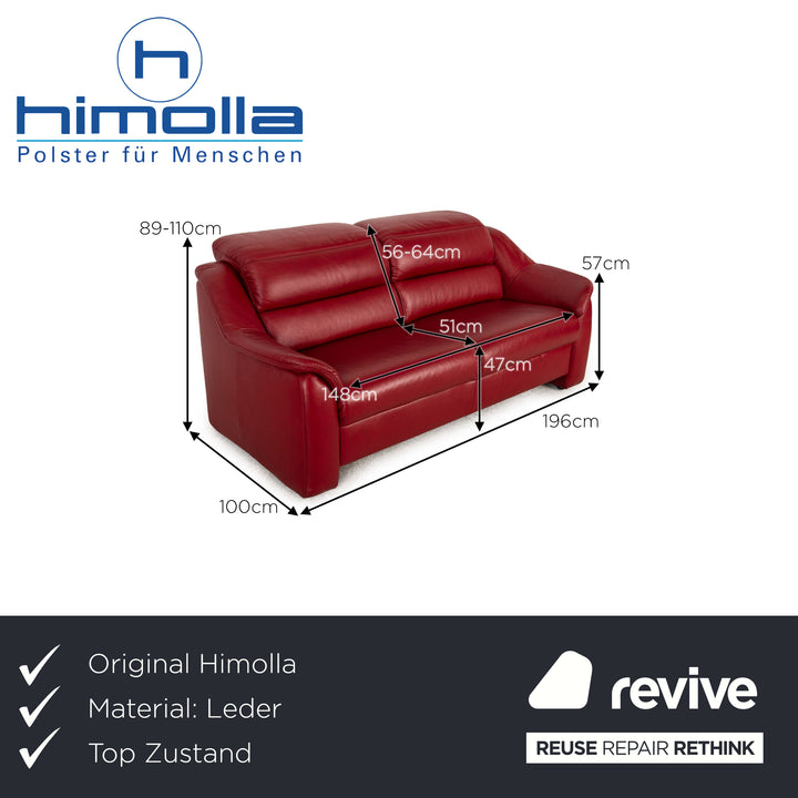 Himolla Leather Two Seater Red Sofa Couch