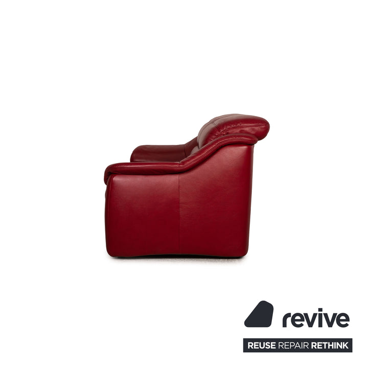 Himolla Leather Two Seater Red Sofa Couch