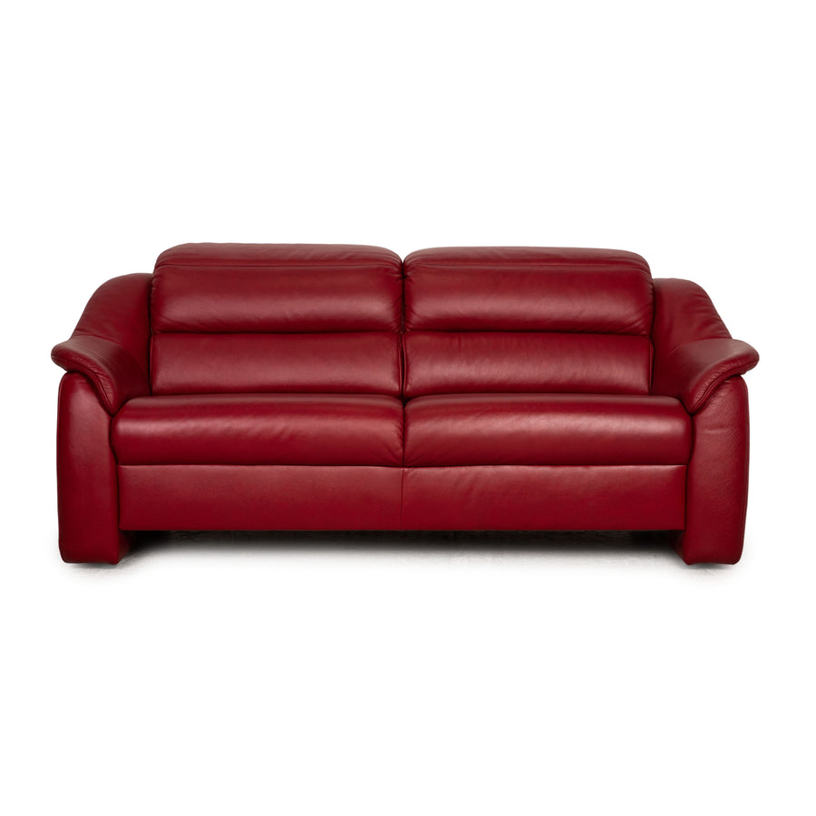 Himolla Leather Two Seater Red Sofa Couch