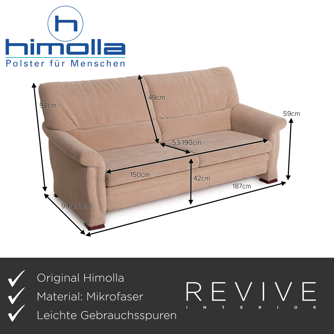 Himolla Microfiber Sofa Beige Two Seater Sofa Bed Sleeping Function