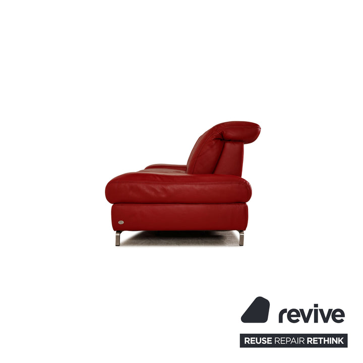 Himolla Model 1510 Leather Two Seater Red Sofa Couch Function