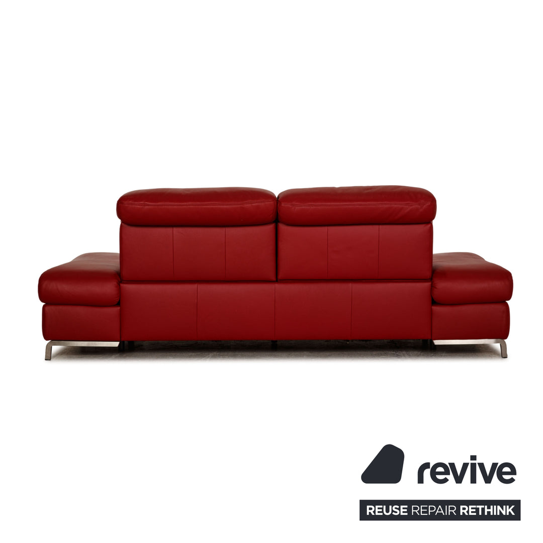 Himolla Model 1510 Leather Two Seater Red Sofa Couch Function