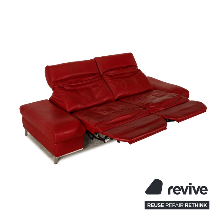 Himolla Model 1510 Leather Two Seater Red Sofa Couch Function