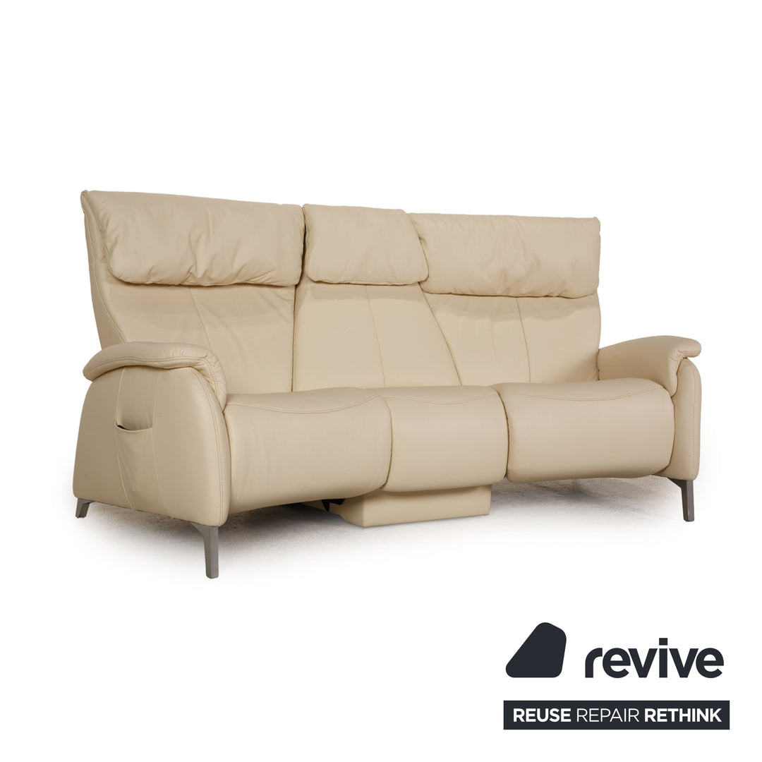 Himolla Mondo Leder Sofa Creme Dreisitzer Couch Funktion Relaxfunktion
