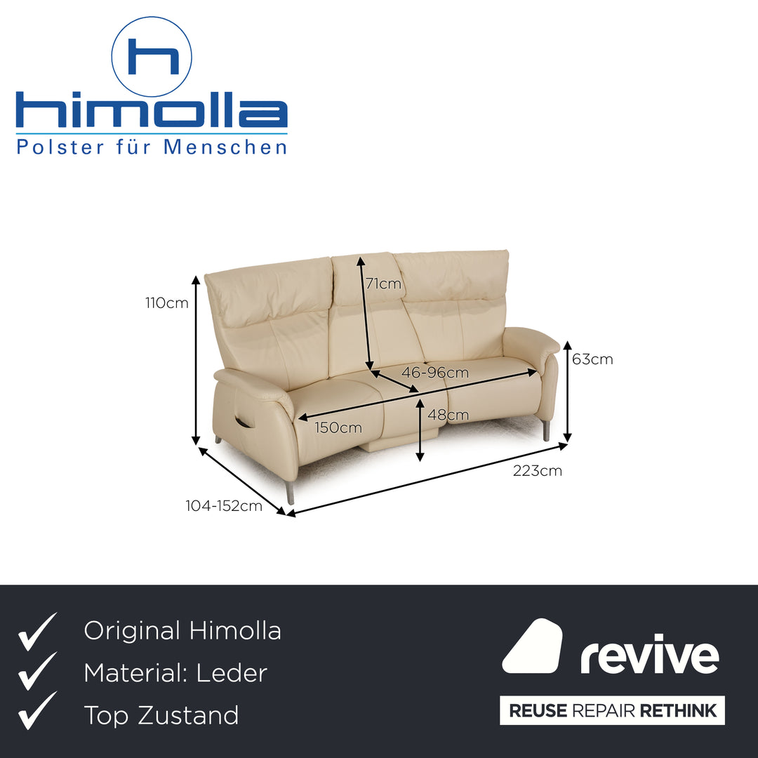 Himolla Mondo leather sofa cream three-seater couch function relax function