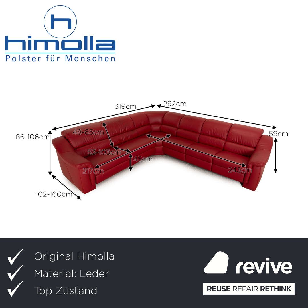 Himolla Planopoly Leather Corner Sofa Red Manual Function Sofa Couch